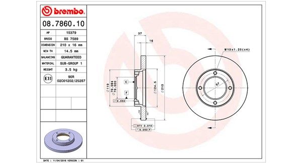 MAGNETI MARELLI Тормозной диск 360406019500